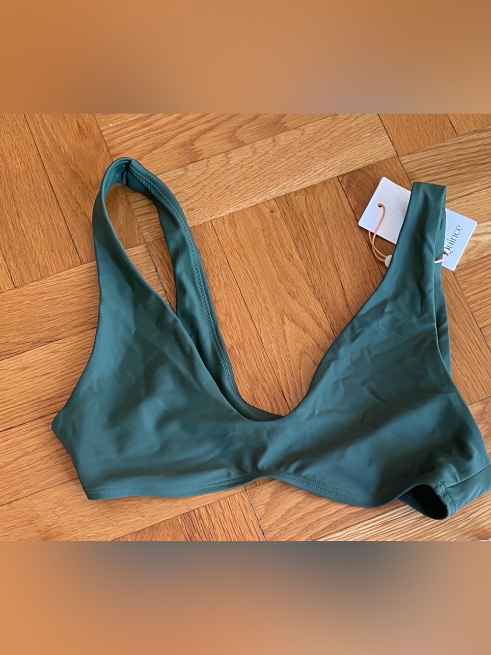 Quince Italian Bikini Top Size Small Color Palm NWT